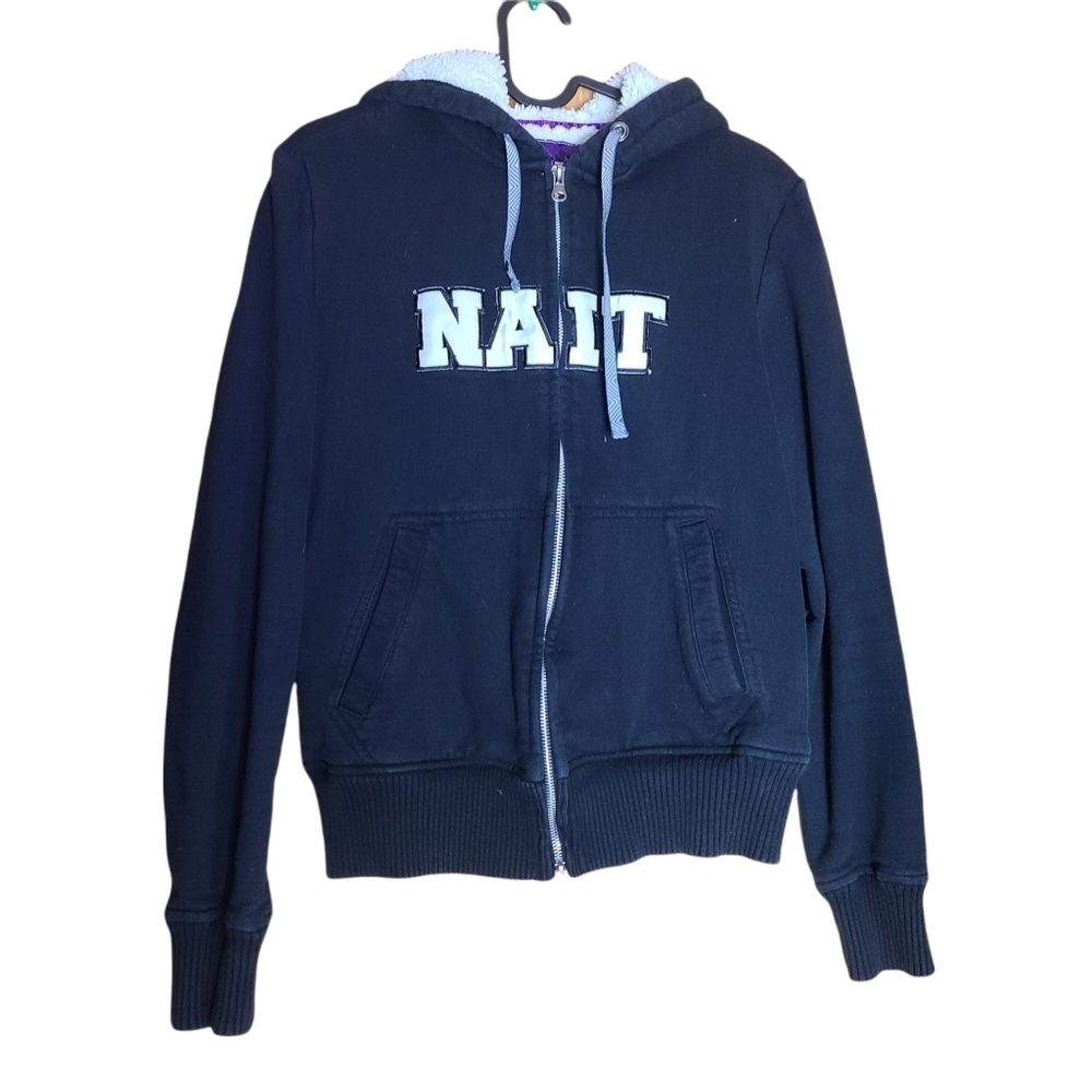 Bruzer NAIT black white zip-up long-sleeved hooded sweater COZY with thumb holes